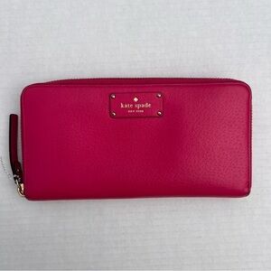 KATE SPADE Bright Pink Neda Wellesley Zip around Wallet Clutch
